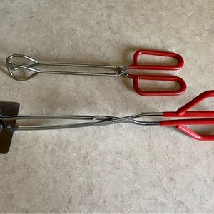 Vintage Metal Spatula/Tongs Rubber Handles BBQ Grill Canning Kitchen Utensils